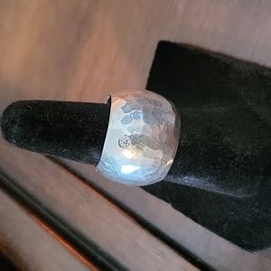 Silpada Silver Hammered Ring with Diamond Accent